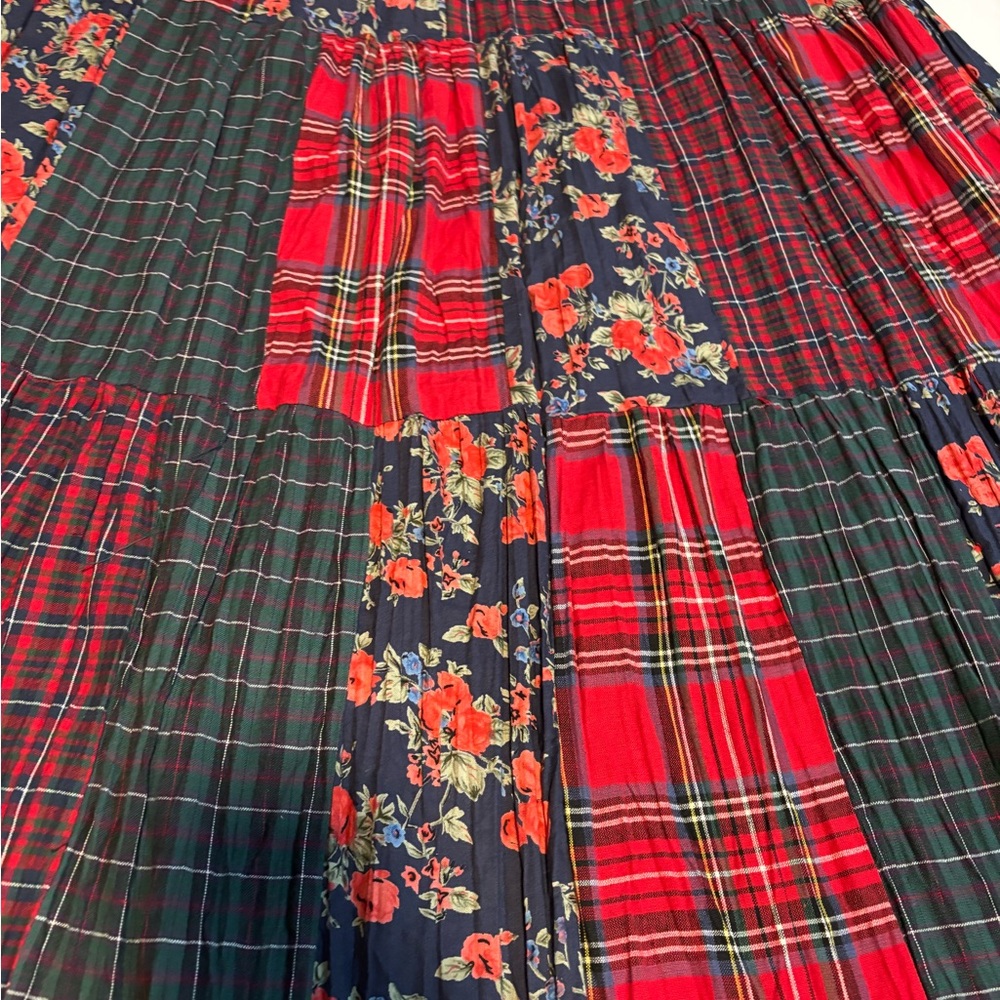 Petite Sophisticate PXL 2 pc vest & skirt patchwork plaid & floral - Picture 4 of 13